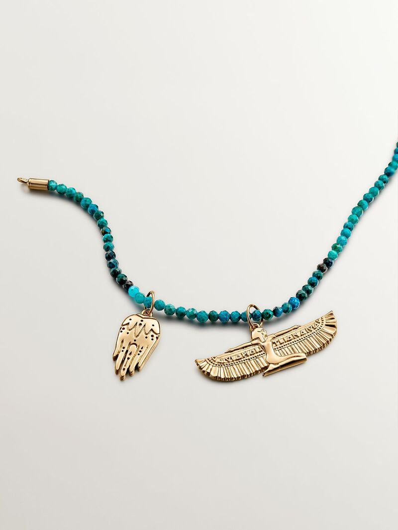 925 silver charm coated in 18K yellow gold with winged goddess image number 4