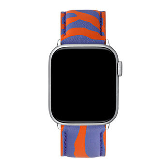Bracelet Apple Watch en cuir motif zèbre orange et violet, IWSTRAP-OPA, mainproduct