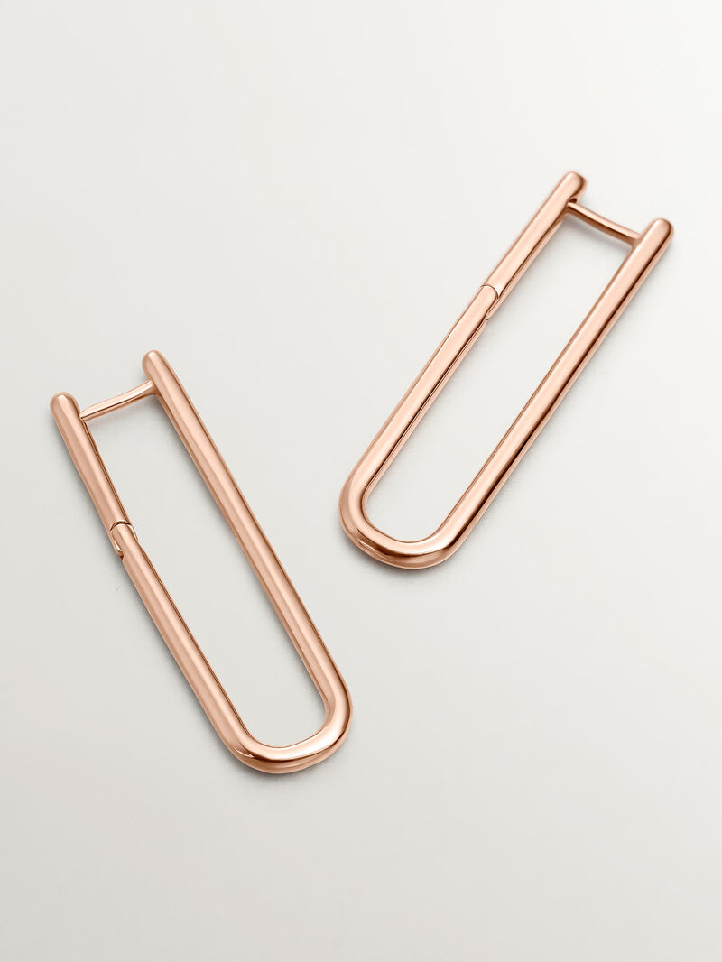 Extra long hoop earrings in 18K rose gold-plated 925 silver image number 4