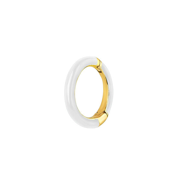 Small 9kt gold white enamel hoop earring , J03842-02-H-WENA, mainproduct