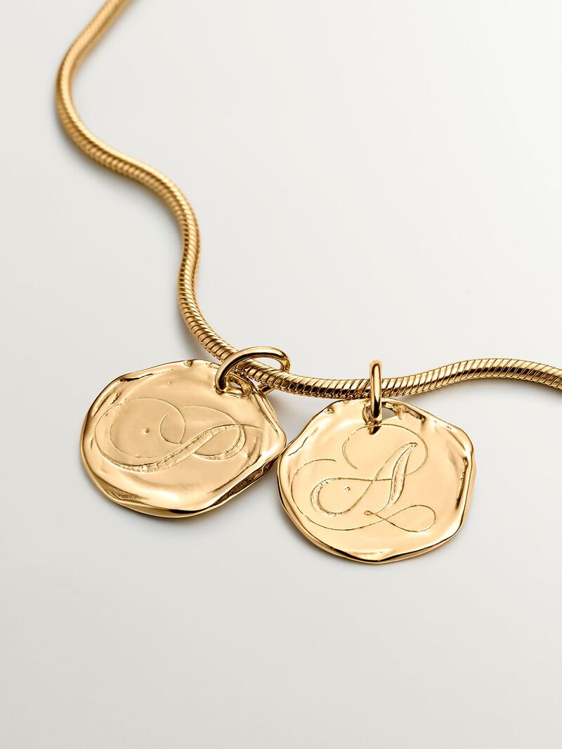 Handcrafted 925 silver charm bathed in 18K yellow gold with initial P. image number 4