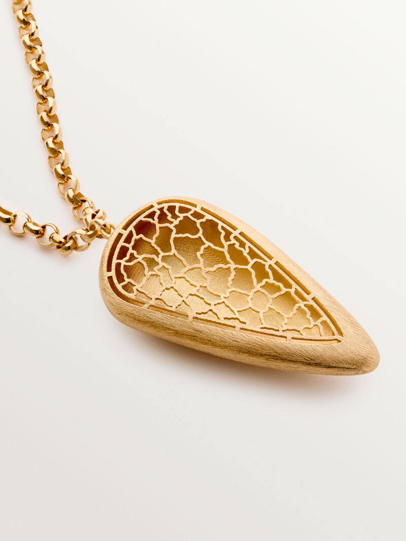 Textured 18K yellow gold plated 925 silver pendant image number 4