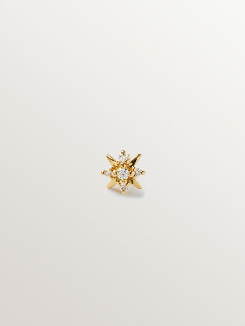 Individual piercing in 18K yellow gold with white diamonds. image number 0