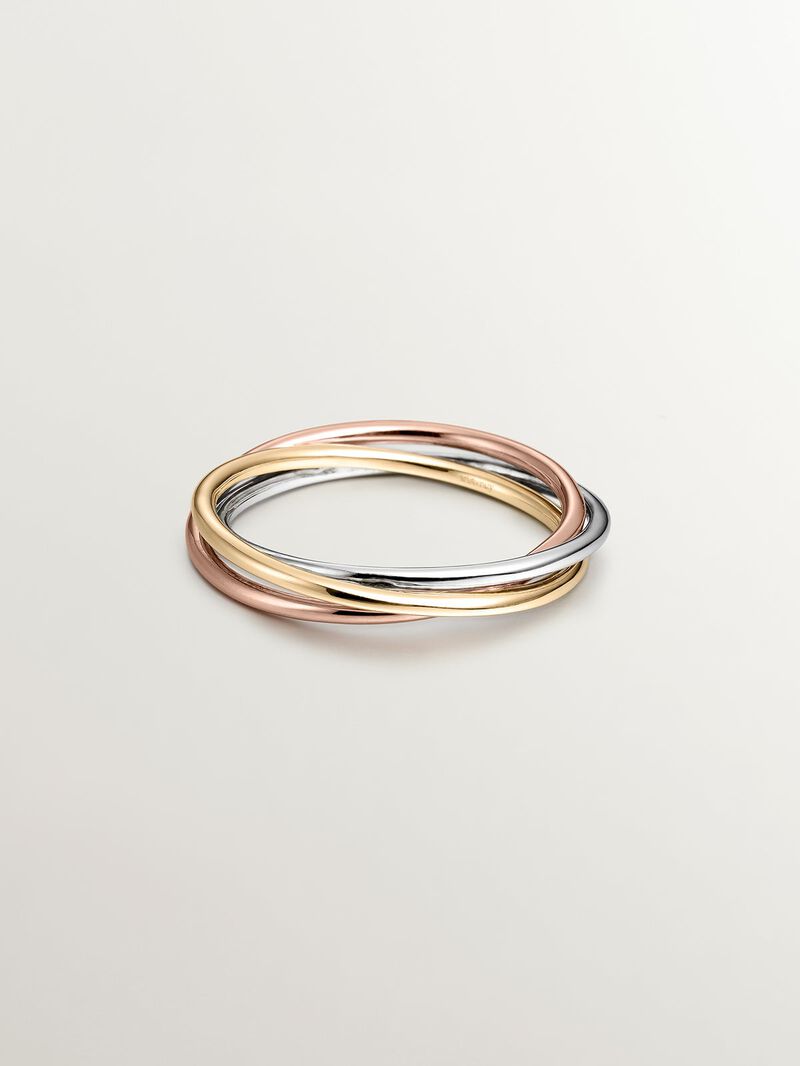 9K White, Yellow and Rose Gold Triple Ring image number 2