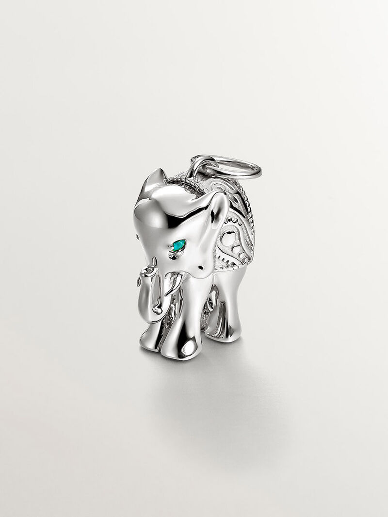 925 silver charm with green ónix and elephant shape image number 0