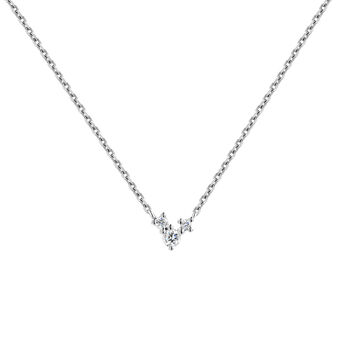 9kt white gold triple diamond motif necklace, J04961-01,hi-res
