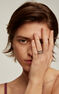 Silver triple ring with raised detail and black spinel gemstones , J04905-01-BSN
