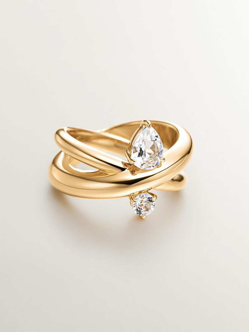 925 silver cross ring with topaz and white quartz image number 2