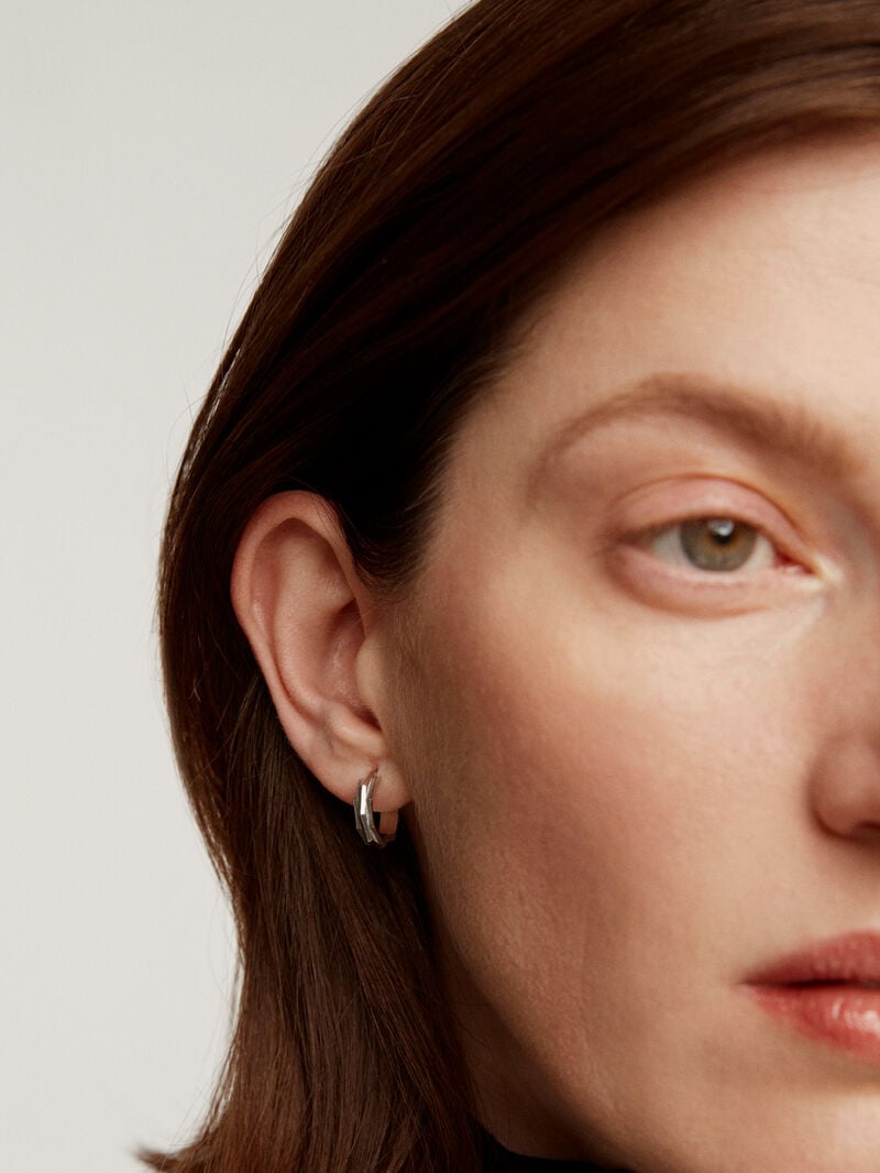 925 silver ring earrings with geometric finish image number 1