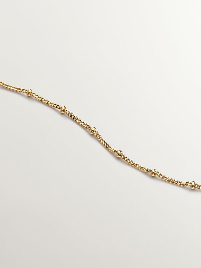 925 Silver anklet bathed in 18K yellow gold with beads. image number 2