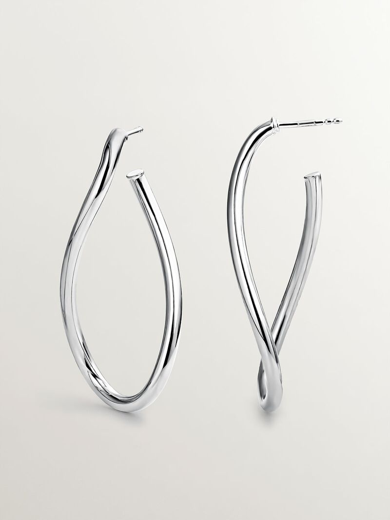 Large wavy hoop earrings made of 925 silver image number 0