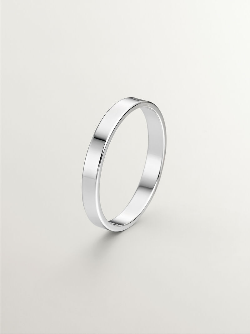 3mm flat 18k white gold wedding band image number 0