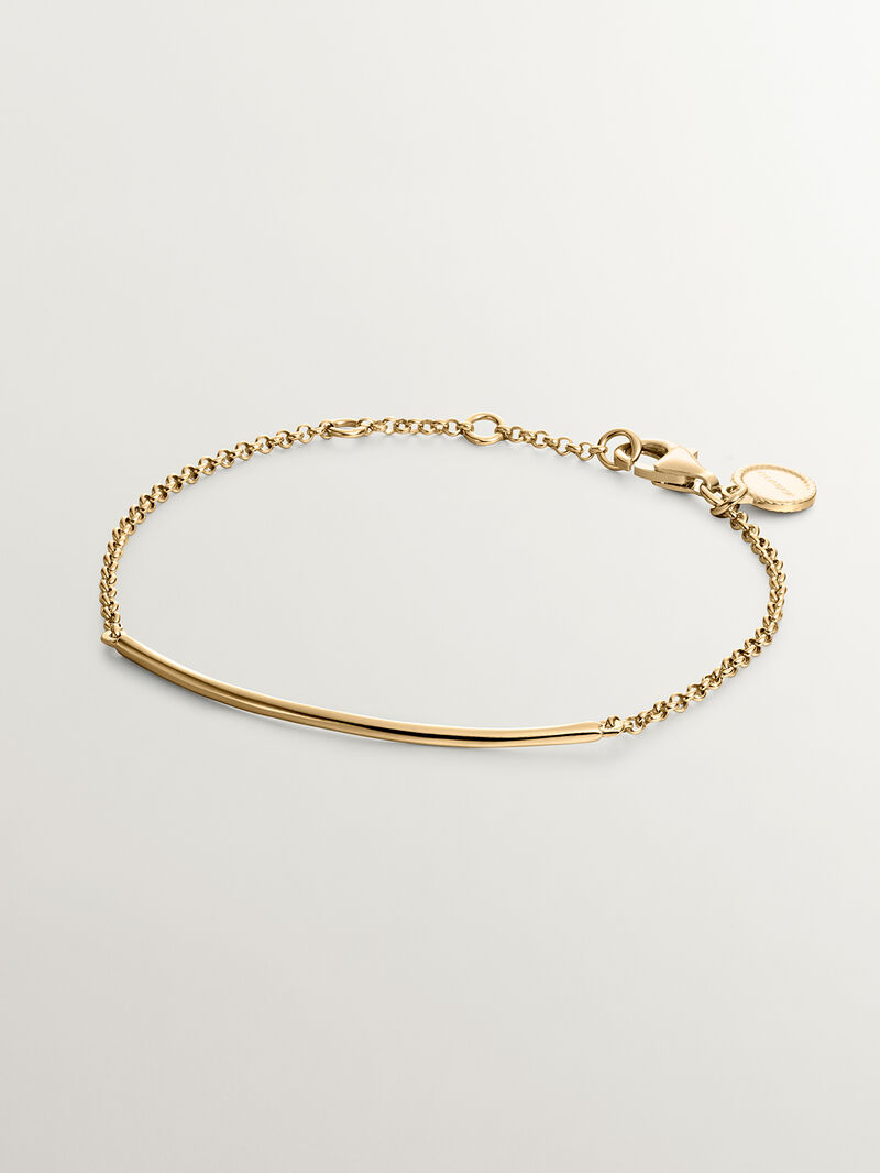 Pulsera de plata 925 bañada en oro amarillo de 18K con forma de tubo image number 0