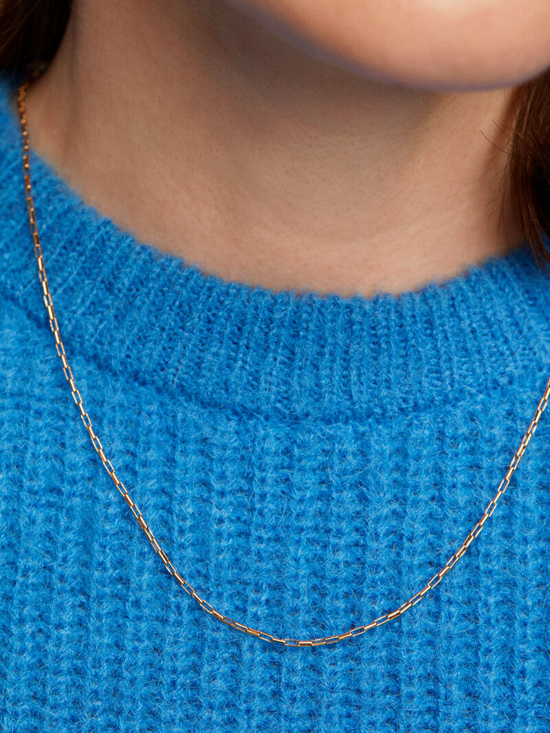 925 Silver chain bathed in 18K yellow gold with rectangular links. image number 1