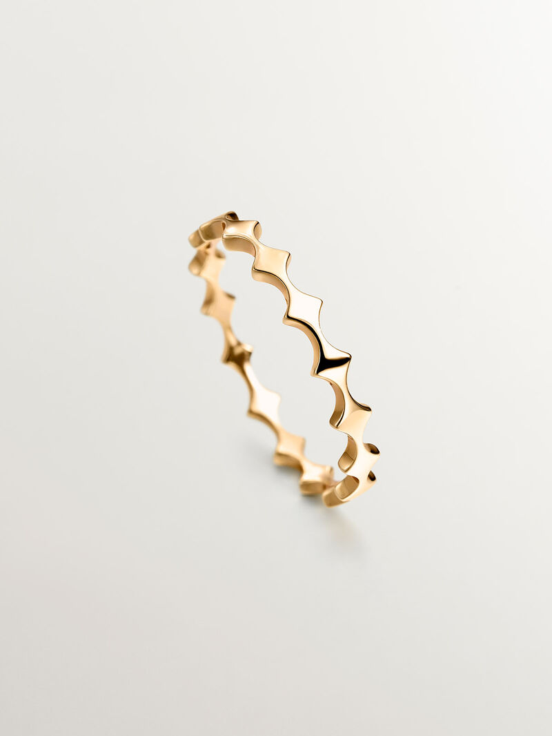 9K yellow gold ring with diamonds image number 4