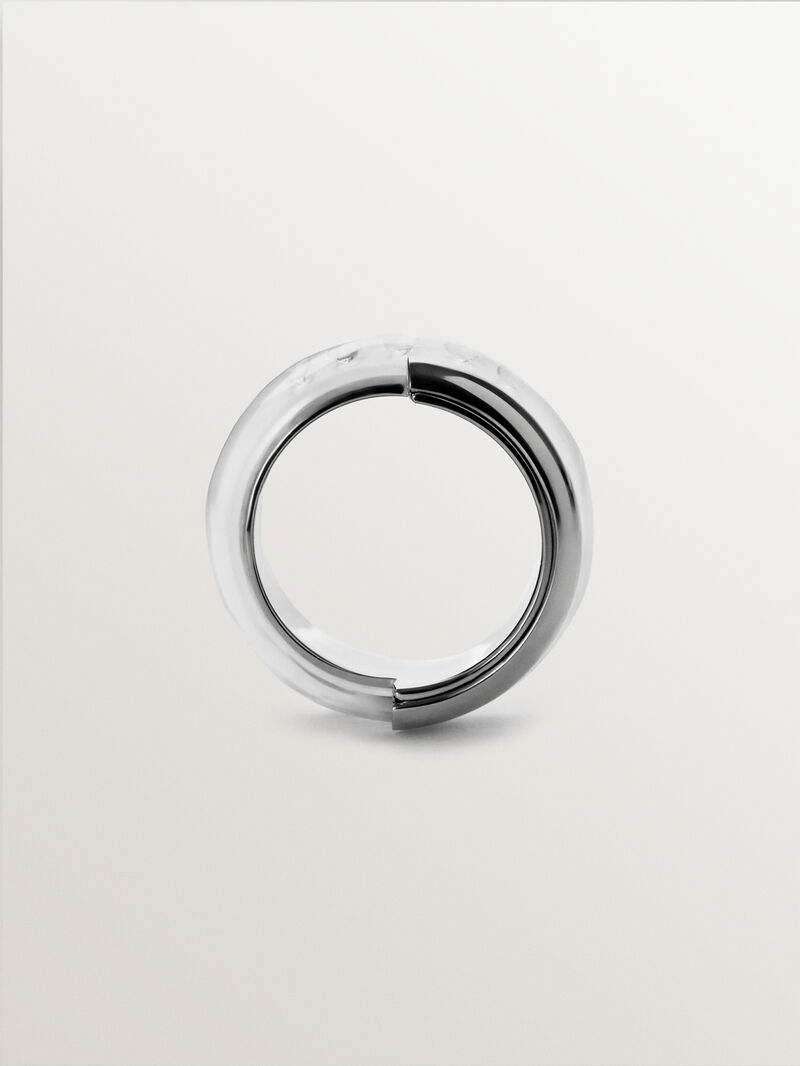 925 silver ring with white enamel and zircons suspended in resin image number 6