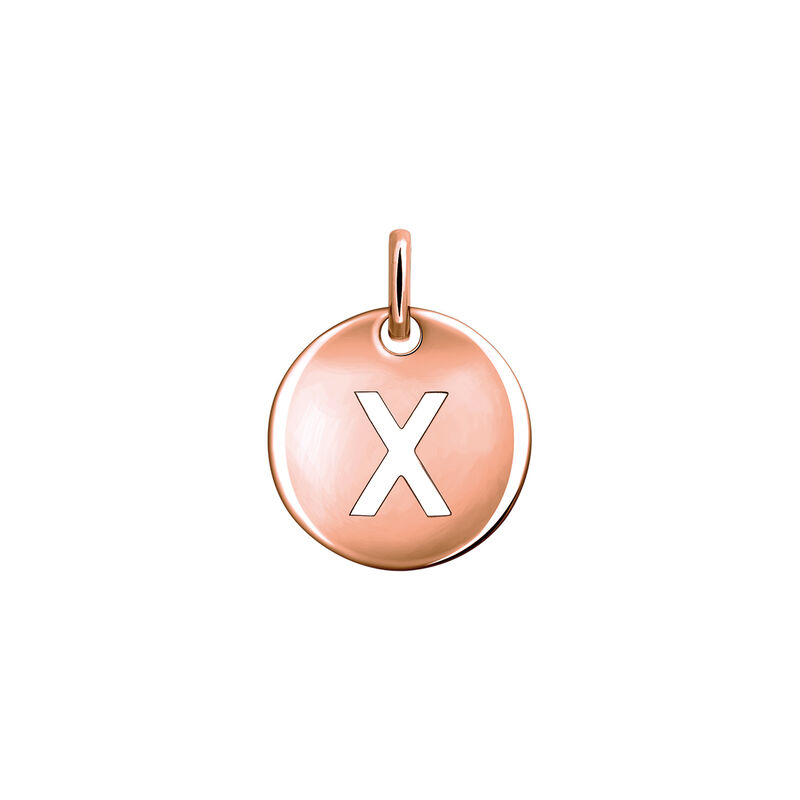 Charm medalla inicial X plata recubierta oro rosa , J03455-03-X, hi-res