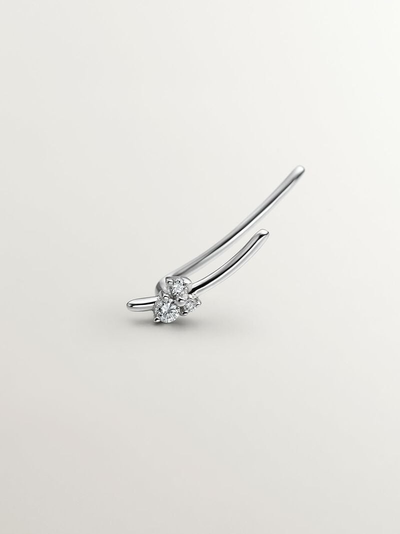 Left climbing earring in 9K white gold with 0.04 cts diamonds. image number 0