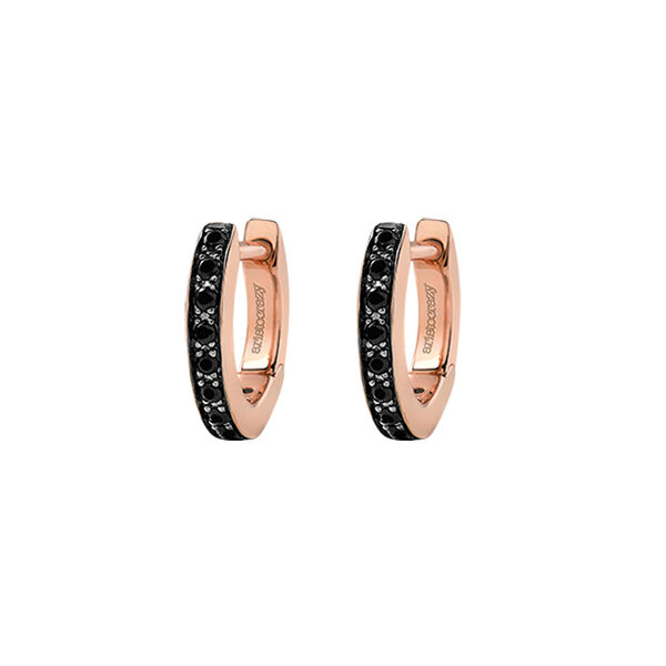 Mini rose gold plated hoop earrings with spinels, J03288-03-BSN,hi-res