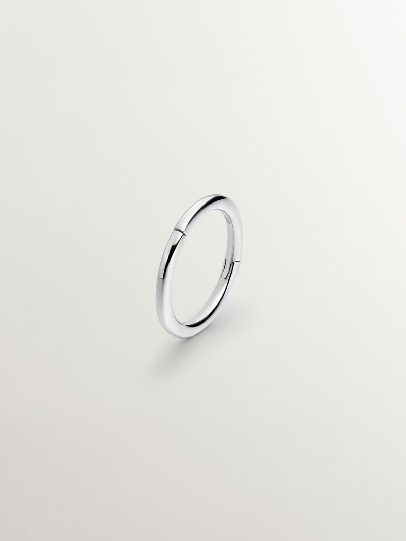 9K white gold small individual hoop earring. image number 0