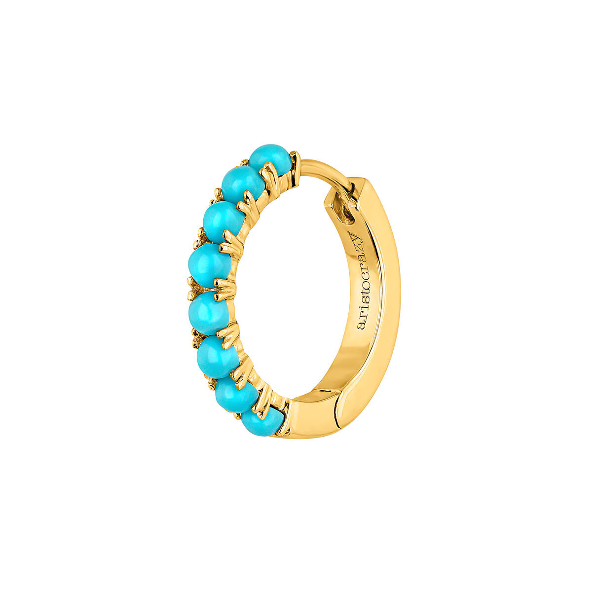 9kt gold turquoise hoop earring , J04695-02-TQ-H, hi-res