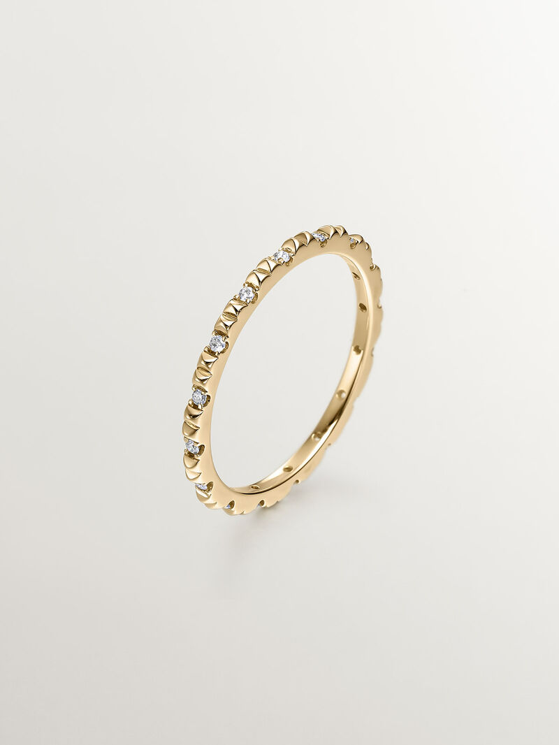 18K yellow gold ring with white diamonds image number 0