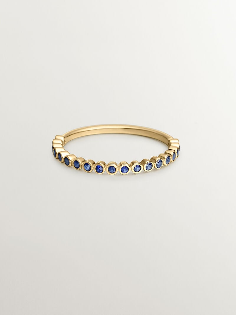 9K Yellow Gold Ring with Sapphires image number 2