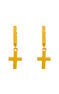 Boucle d'oreille créole croix argent plaqué or , J01904-02