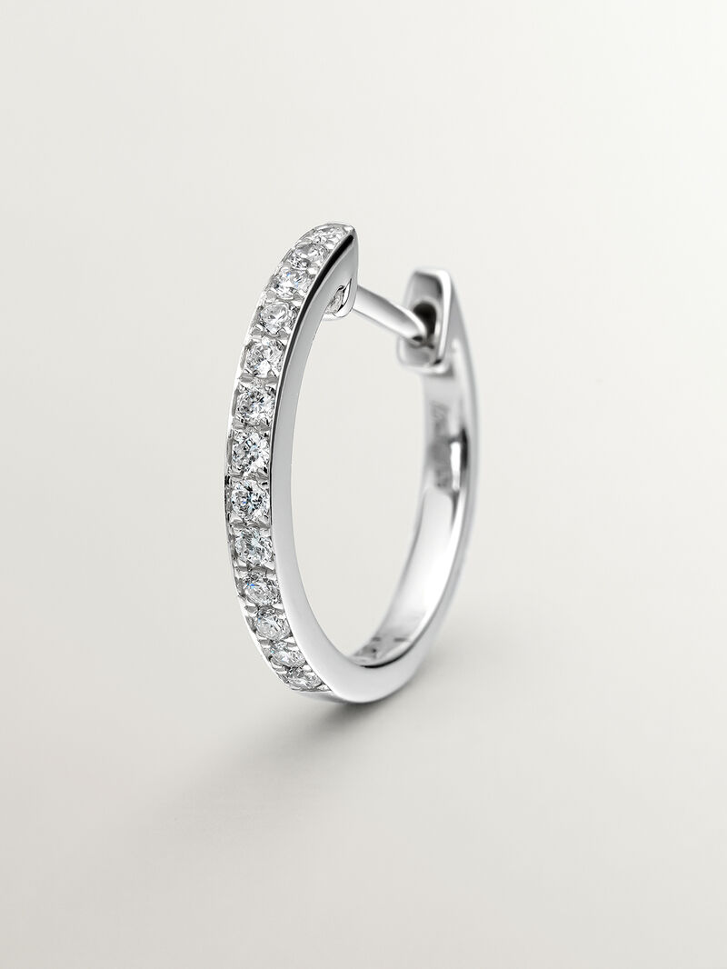18K white gold single hoop earring with brilliant-cut diamond image number 4