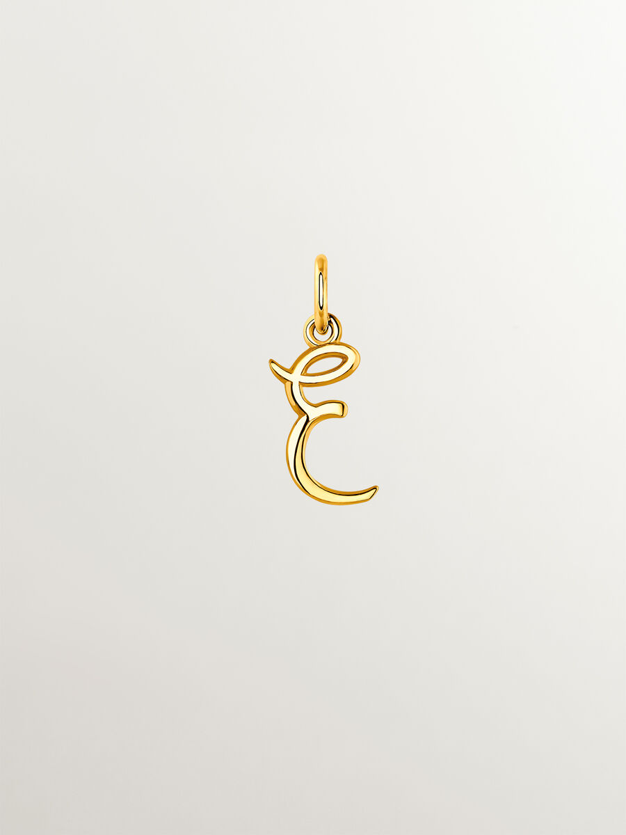 Charm letra E plata recubierta oro  , J03932-02-E, hi-res