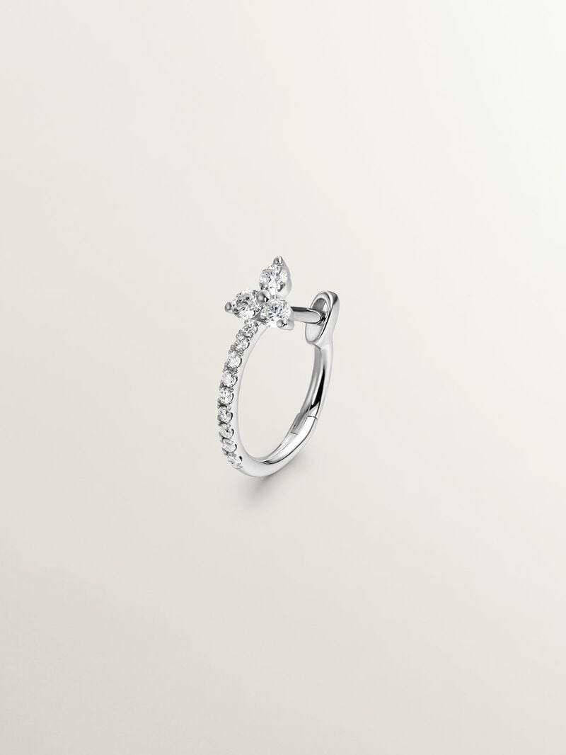Small single hoop earring made of 18K white gold with diamonds. image number 0