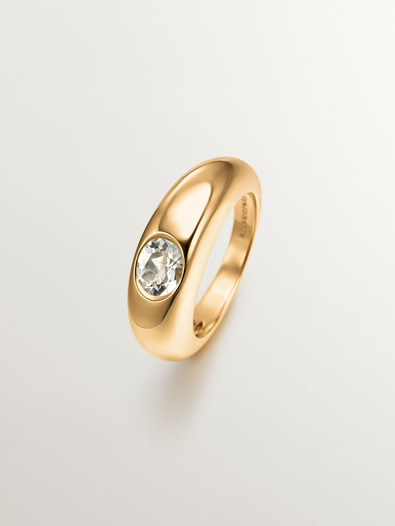 18K yellow gold plated 925 silver ring with green quartz image number 0