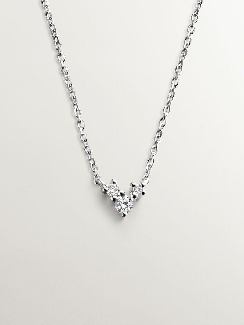 18K white gold pendant with brilliant cut diamonds image number 0