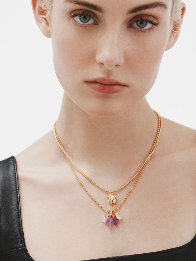 925 silver charm bathed in 18k yellow gold with green ónix and elephant shape image number 5