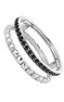 Silver double ring with raised detail and black spinel gemstones, J04902-01-BSN