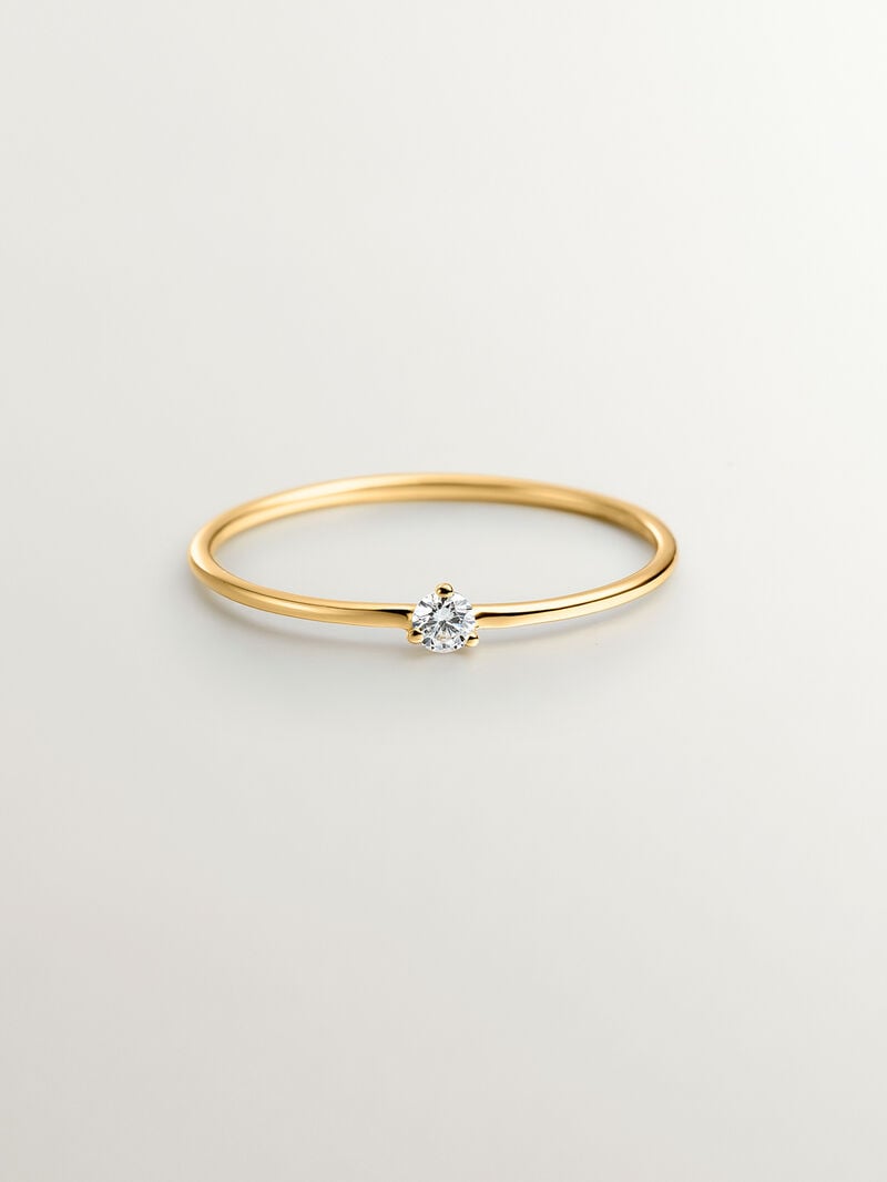 18K yellow gold solitaire ring with a 0.048cts diamond. image number 2