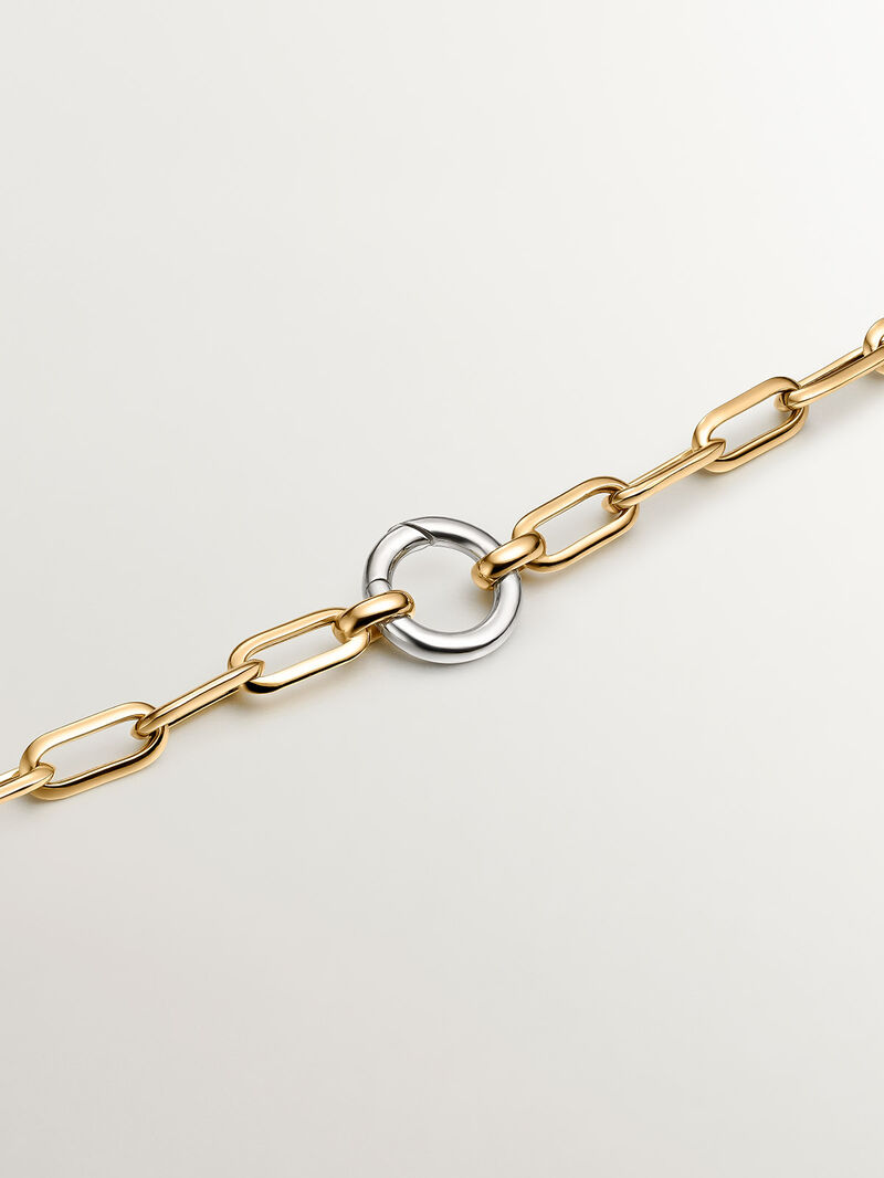 Chain of rectangular links made of 925 silver, coated in 18K yellow gold image number 4