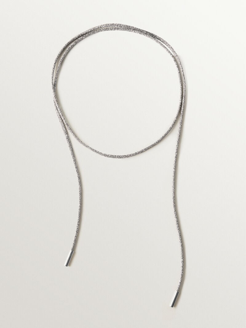 Gray cord with 925 silver finishes image number 0