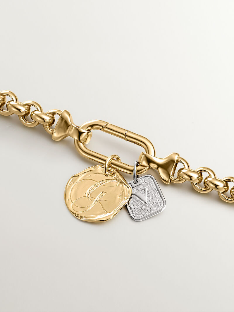 Handcrafted 925 silver charm dipped in 18K yellow gold with the initial G. image number 4