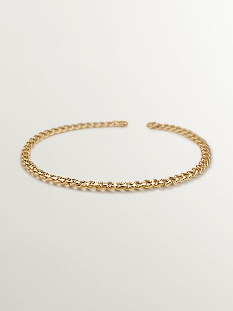 Barbed link chain made of 925 silver, bathed in 18K yellow gold. image number 0