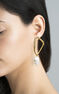 Gold plated triangular earrings with baroque pearl , J04200-02-WP