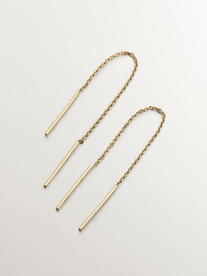 Long 925 silver chain earrings bathed in 18K yellow gold. image number 4