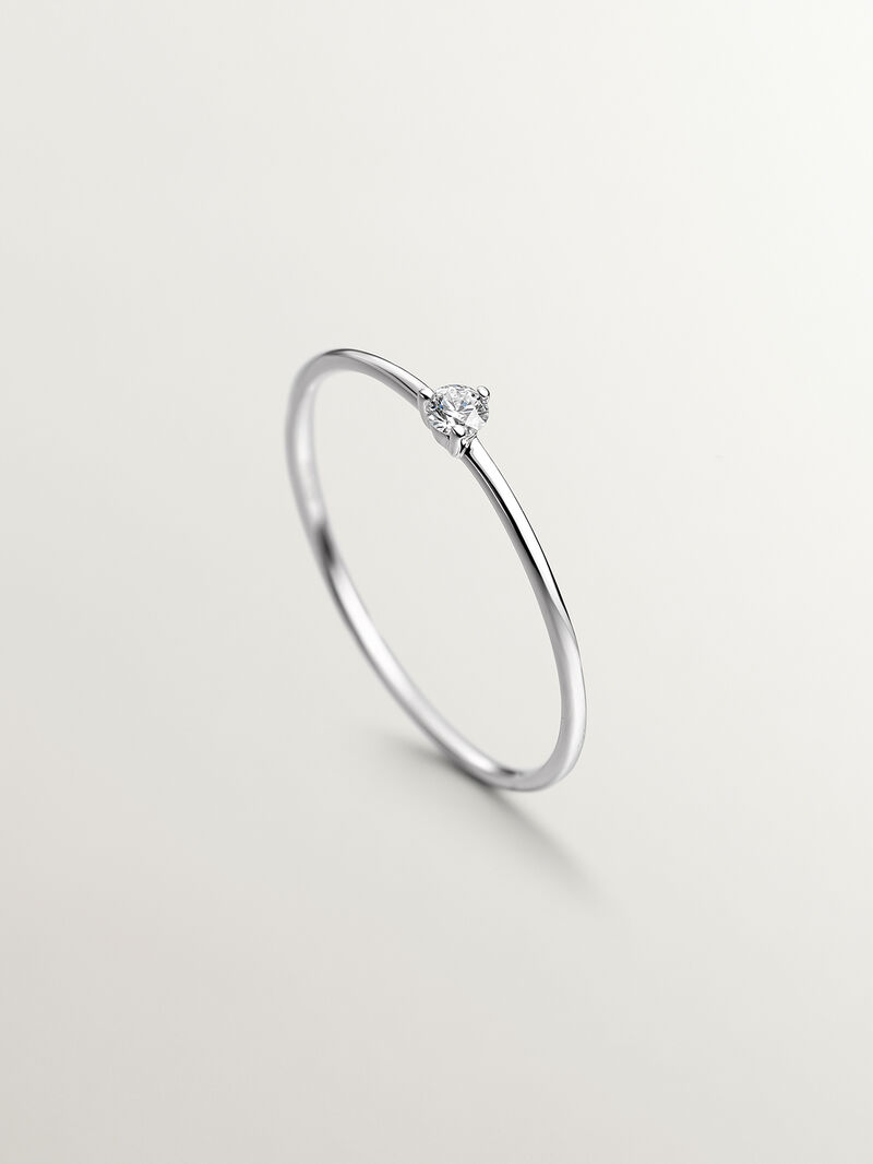 18K white gold solitaire ring with a 0.048ct diamond. image number 4
