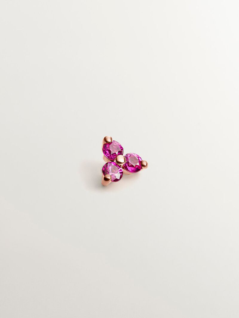 Individual 18K rose gold earring with rubies image number 0