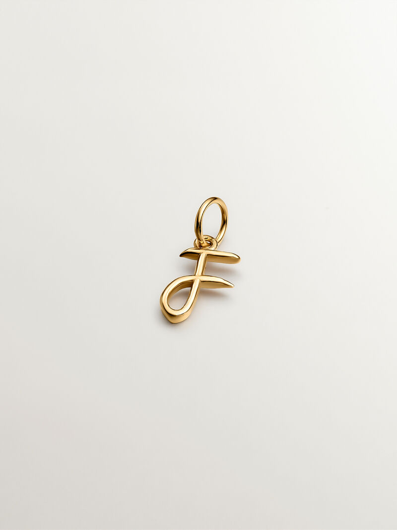 18K Yellow Gold plated 925 Silver Charm with initial F image number 0