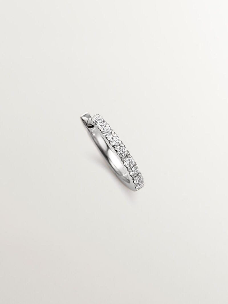 18K white gold small hoop single earring with diamonds. image number 2
