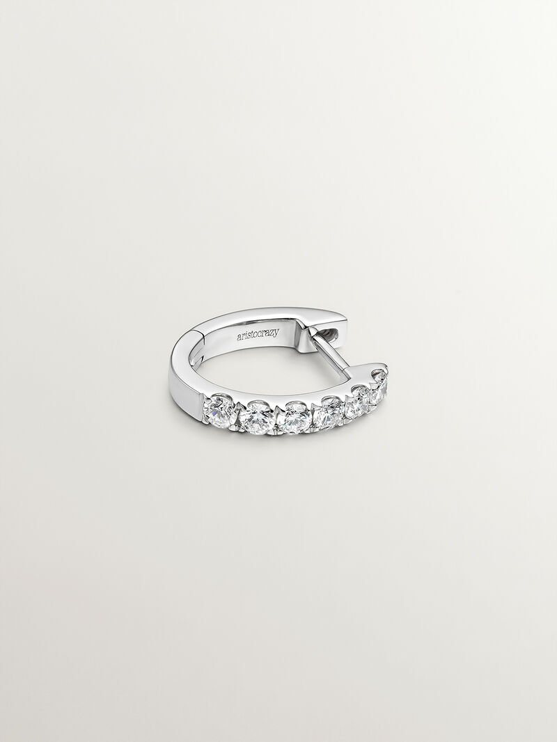 18K white gold single hoop earring with brilliant-cut diamond image number 2