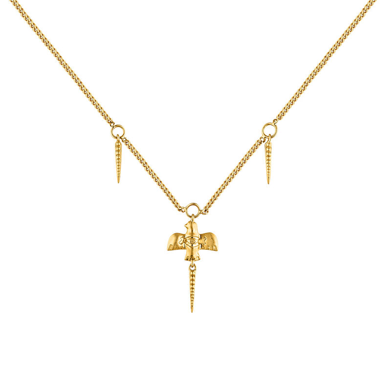 Gold plated bird necklace, J04553-02, hi-res
