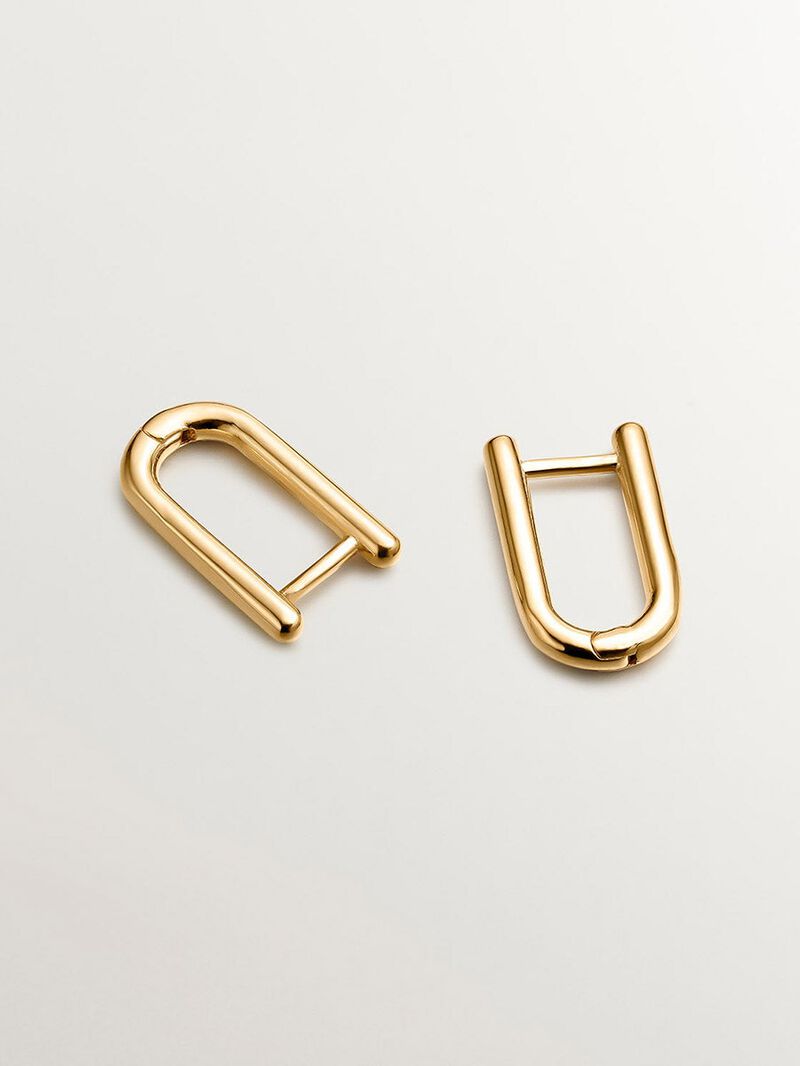 Long silver ring earrings 925 bathed in 18k yellow gold image number 3