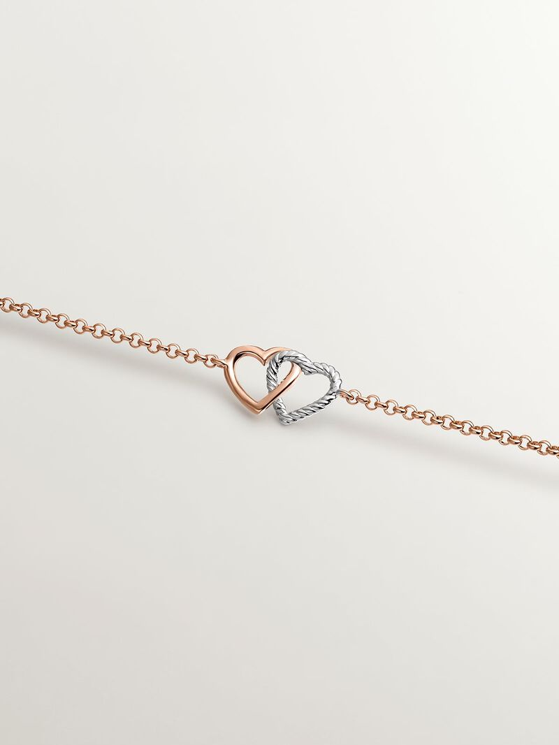 925 Silver bracelet and 925 silver bathed in 18K rose gold with a heart image number 4